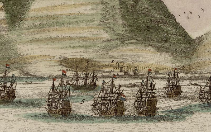 Estampe représentant le Cap de Bonne Espérance à la pointe sud de l'Afrique