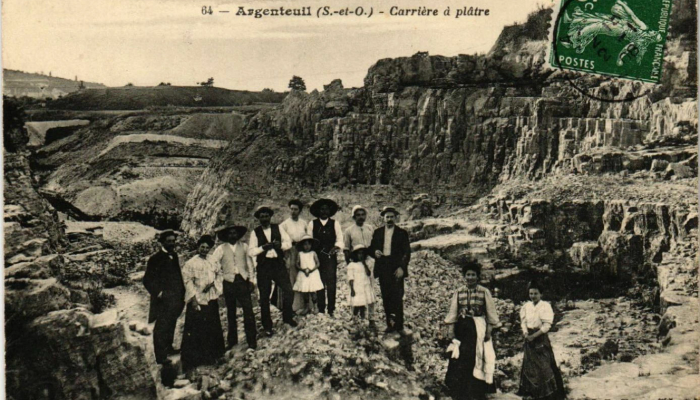 Carte postale de la carrière à plâtre d'Orgemont, 1908