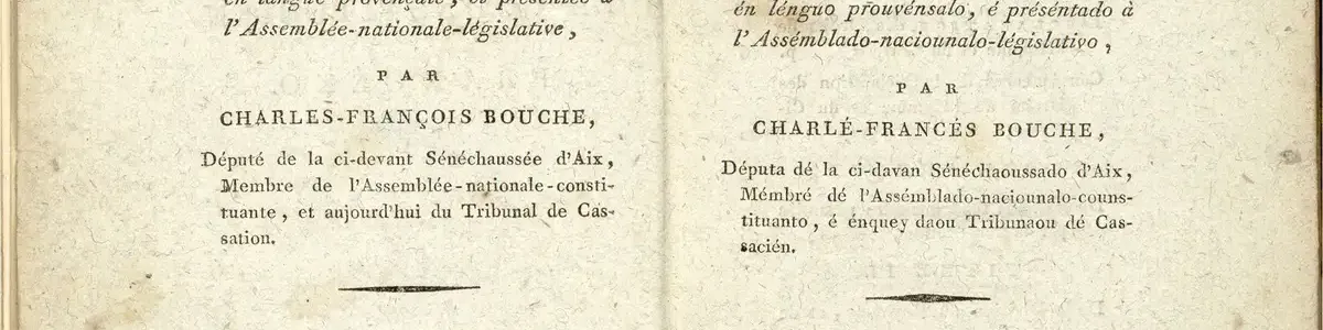 Double page de la Constitution française de 1792 traduite en provençal