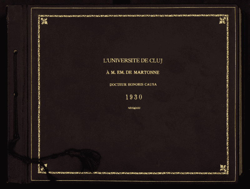 Couverture de l'album photographique offert à Emmanuel de Martonne par l'Université de Cluj en 1930