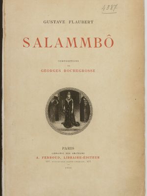 Page de couverture de livre avec un titre en rouge et une gravure en médaillon présentant une femme vêtue d'une longue robe.
