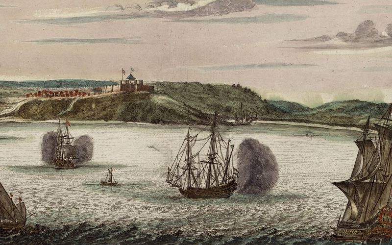 Estampe représentant la forteresse de Kormantin sur la Côte de l'Or