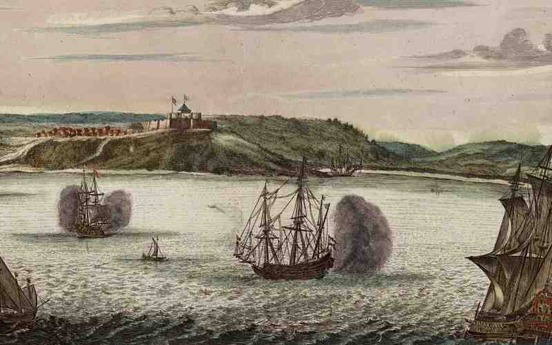 Estampe représentant la forteresse de Kormantin sur la Côte de l'Or