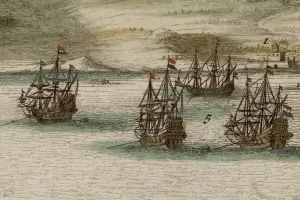 Détail d'une estampe du Cap de Bonne Espérance par Jacob van Meurs