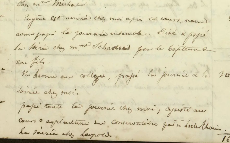 Page du journal montrant la comptabilité soigneusement tenue