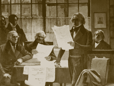 Peinture ornant le péristyle du premier étage de la Sorbonne, représentant les professeurs républicains