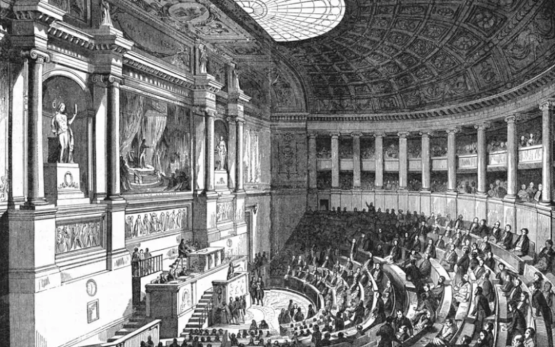 La salle de réunion de la Chambre des Députés à Paris (1843), par Johann Jacob Weber