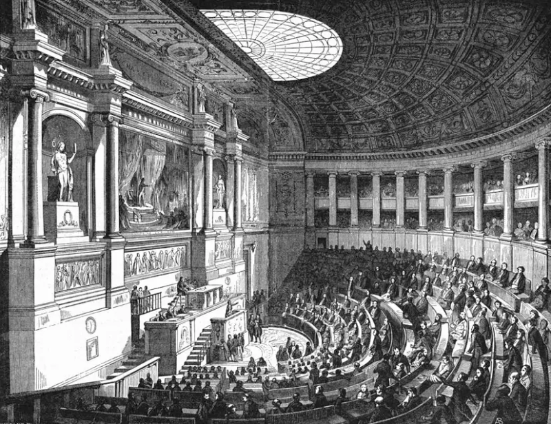 La salle de réunion de la Chambre des Députés à Paris (1843), par Johann Jacob Weber
