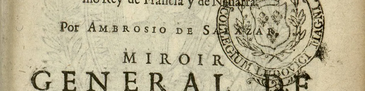 Page de titre de la réédition de 1627 du Miroir général d'Ambrosio de Salazar