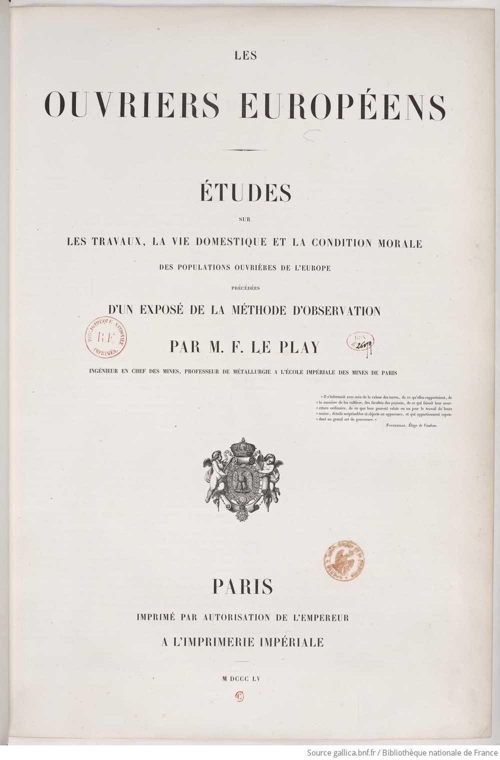 Page de titre des Ouvriers européens.