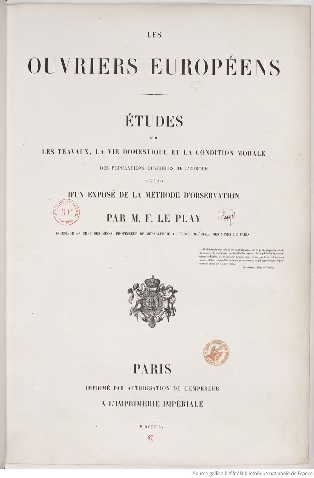 Page de titre des Ouvriers européens.