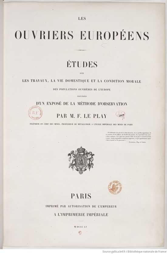 Page de titre des Ouvriers européens.