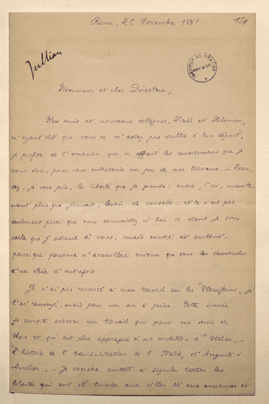 Lettre manuscrite partie 1.
