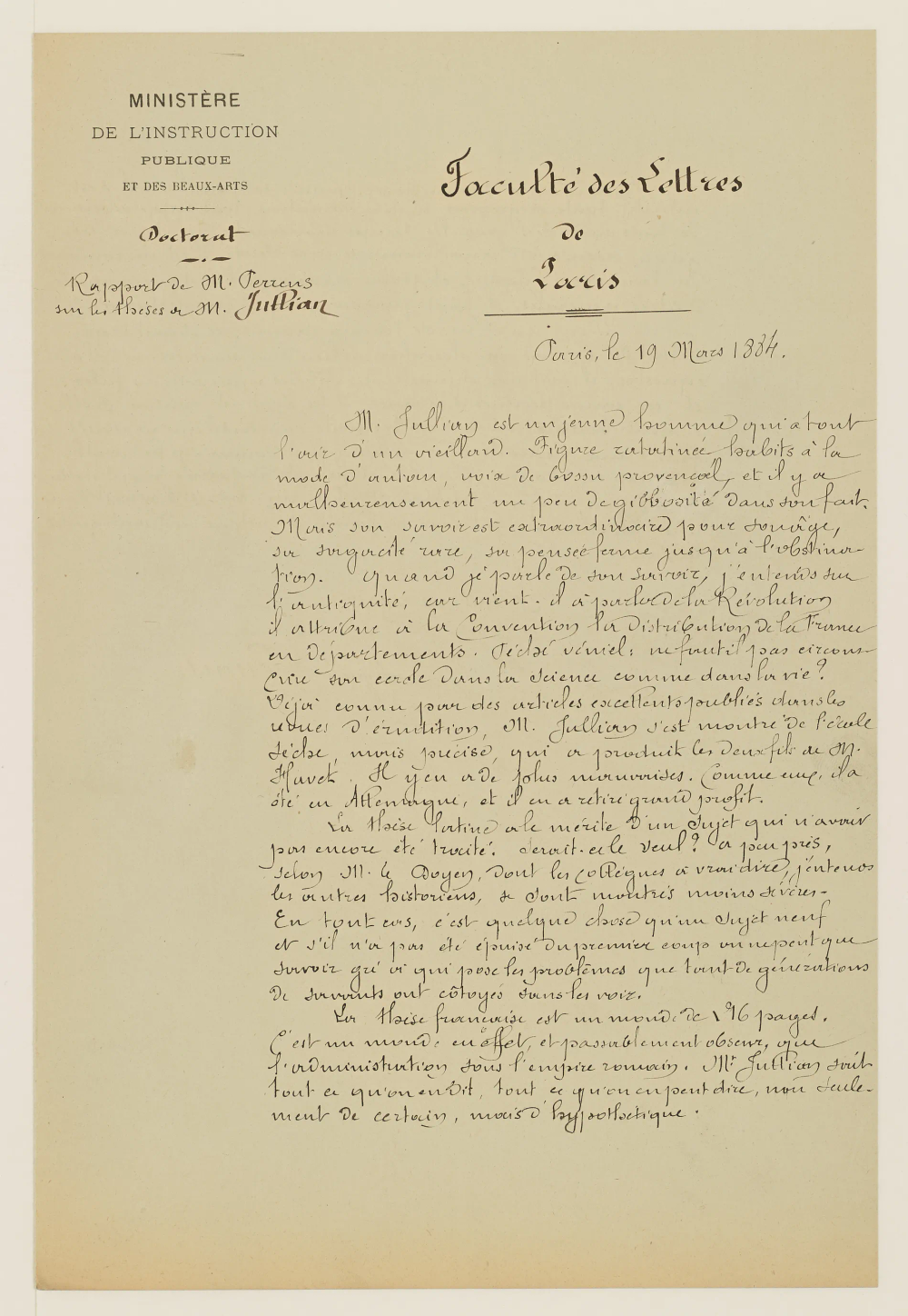 Handwritten letter, part 1.
