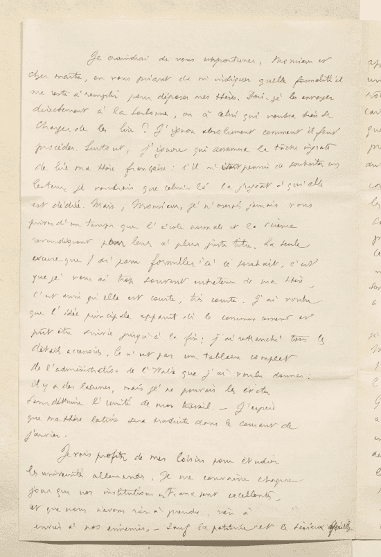 Deuxième page d'une lettre manuscrite à l'encre noire.