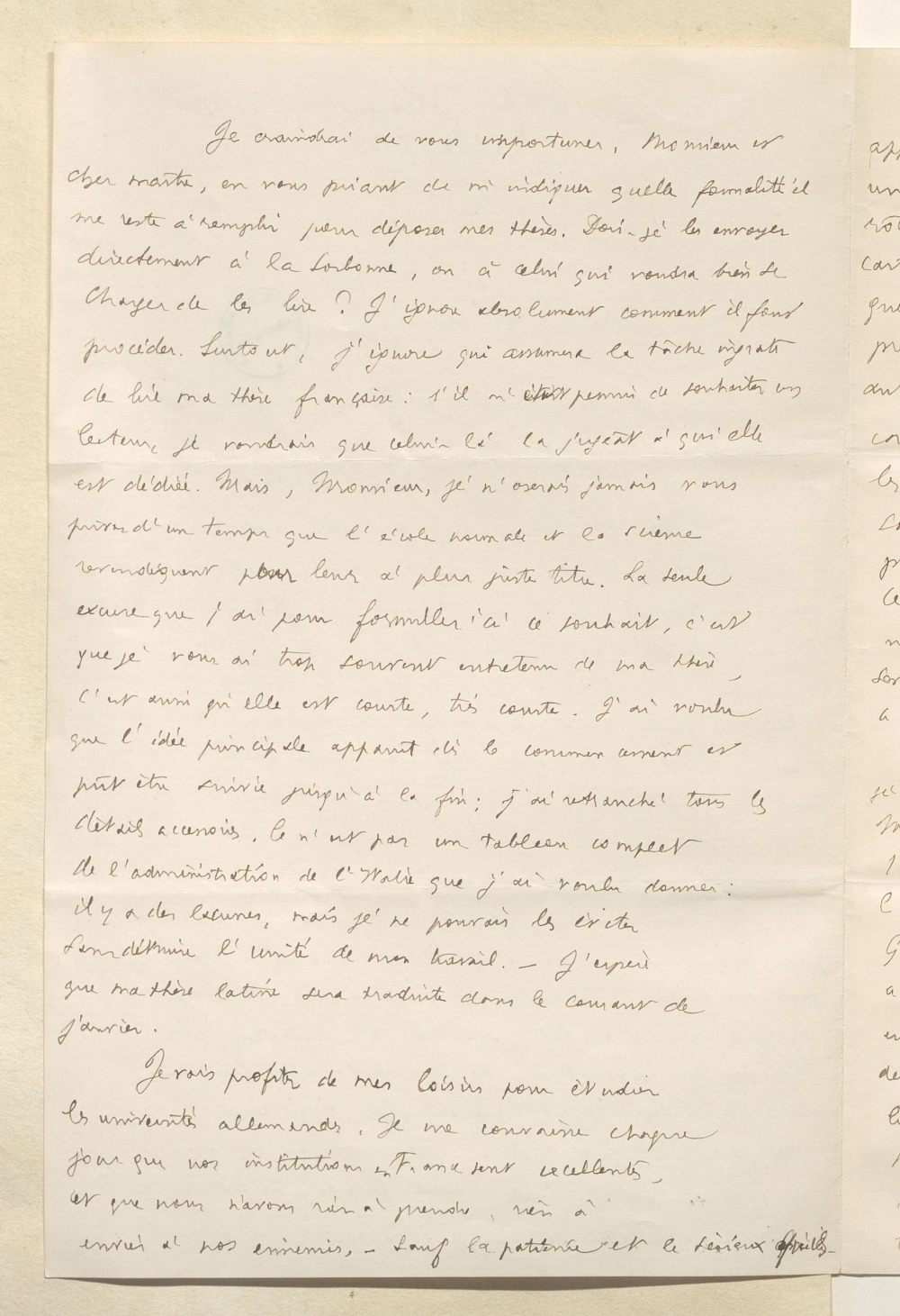 Second page of a handwritten letter in black ink.