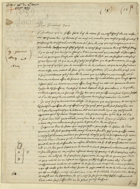 Lettre autographe signée de Descartes au P. Mersenne