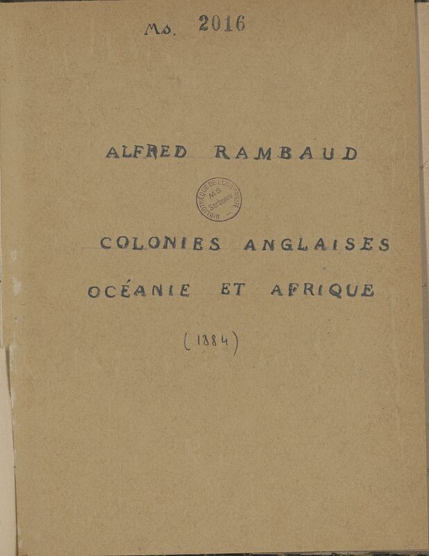 Alfred Rambaud. Colonies anglaises, Océanie et Afrique : cours