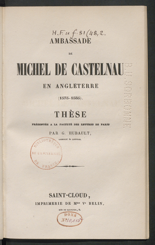 Ambassade de Michel de Castelnau en Angleterre (1575-1585)