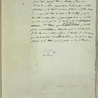 Page manuscrite intitulée "Projet d'une thèse sur Thucydide" et portant un tampon indiquant "Bibliothèque de Mr Cousin"